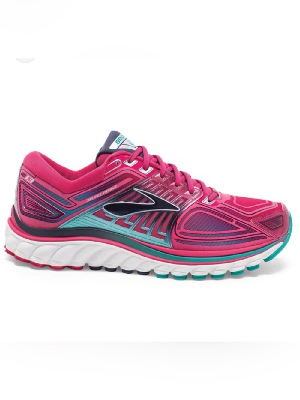 Brooks Glycerin 13 Womens Sz 8.5 Pink Athletic Running Shoe Teal Navy Accents